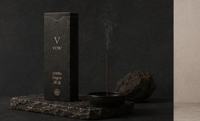 VOW 願行臥香:玄黑包裝與燃香石座